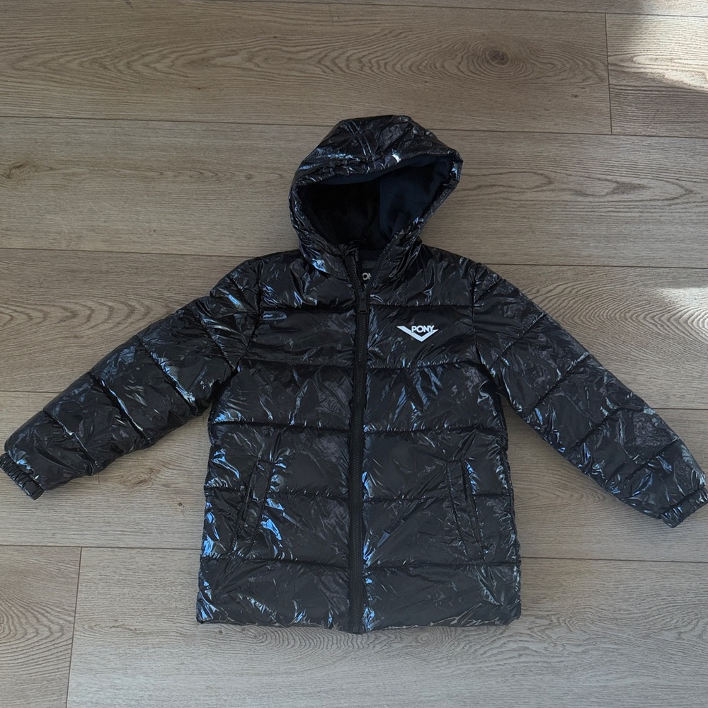 Pony Shiny Black Kids Puffer Jacket